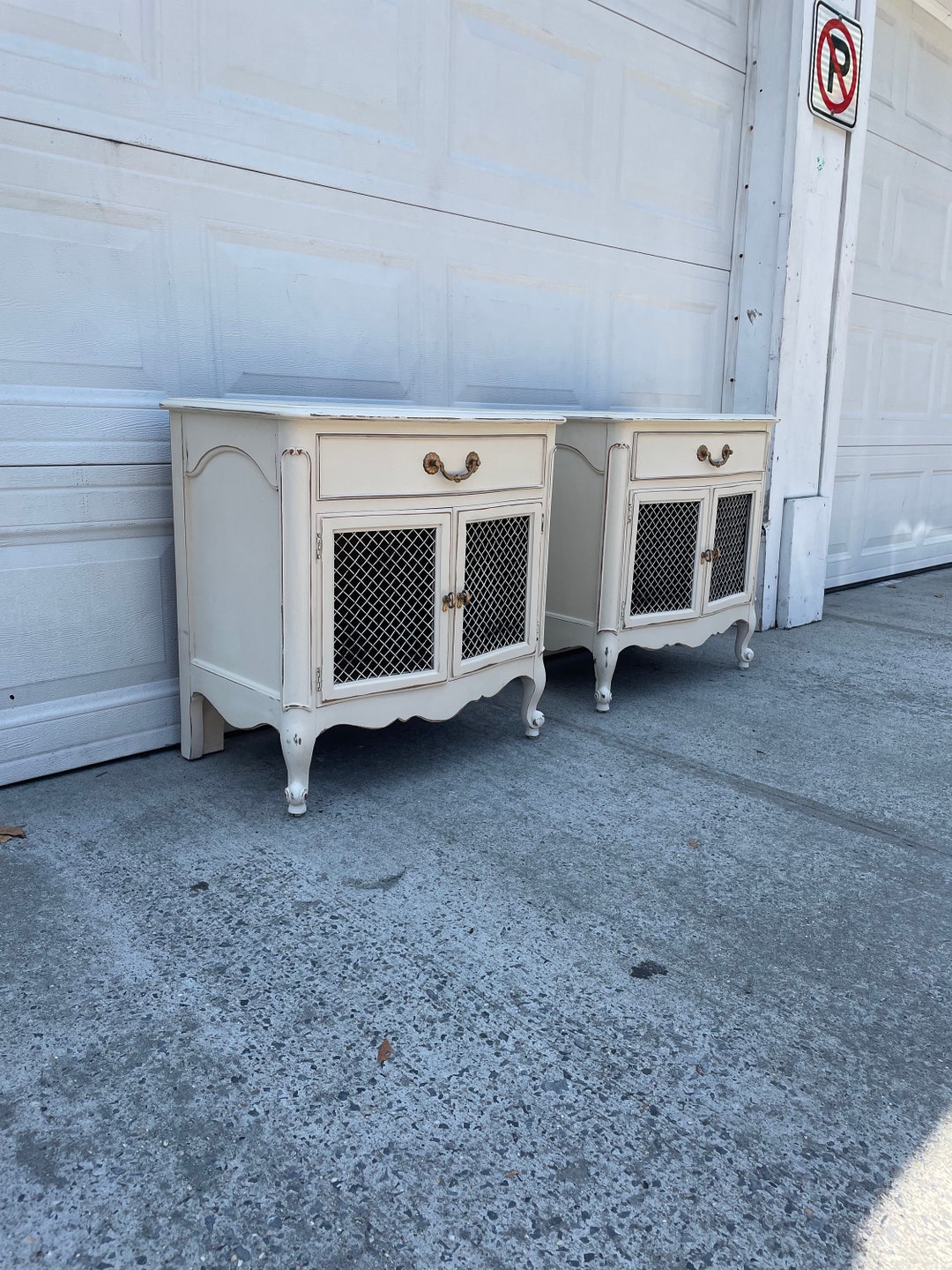 Stunning Vintage Weathered Nightstands, Farmhouse, Bedroom Set