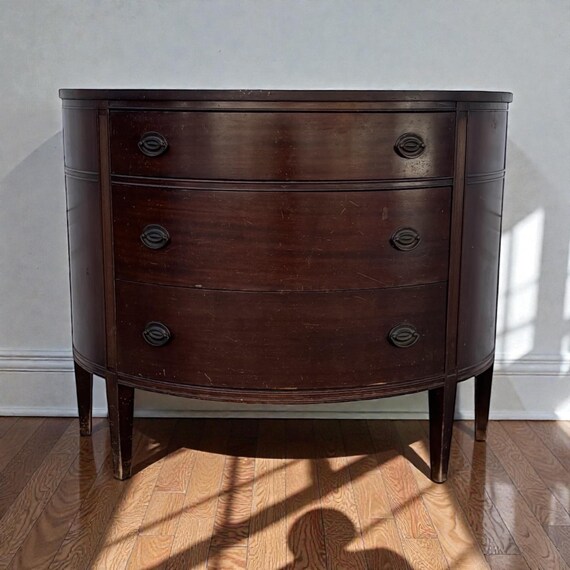 Vintage Mahogany Demilune Dresser| Federal Revival Bow Front Chest |  Traditional Colonial Style Bedroom Storage Accent Furniture | Dark Wood -  Etsy