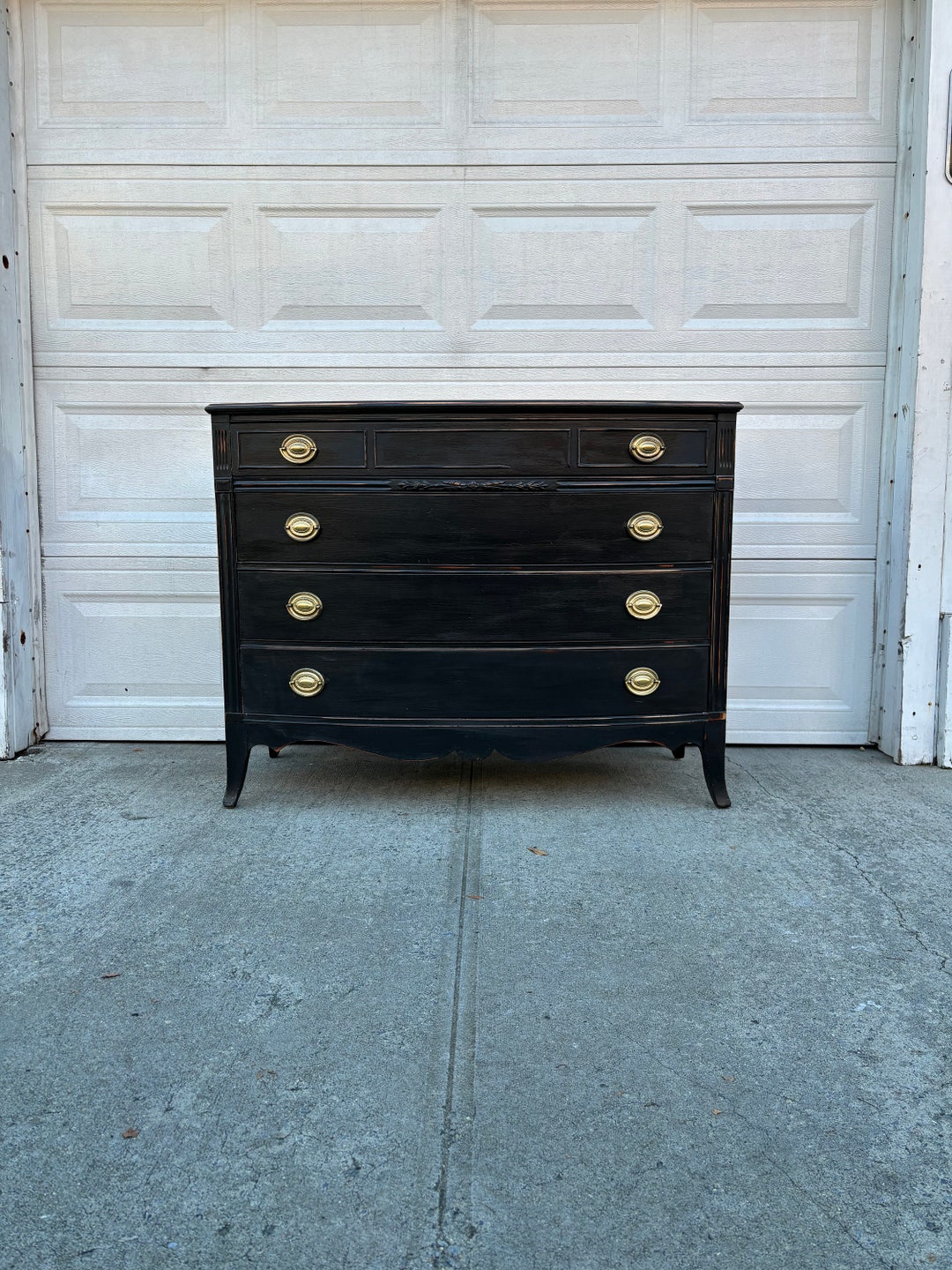 Stunning Antique Distressed Dresser, Wide Dresser, Black Furniture