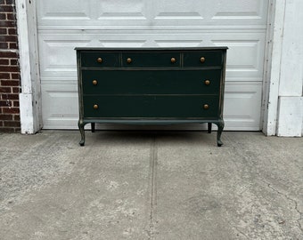 Stunning Green Antique Dresser, Wide Horizontal Dresser, Green Dresser, Green Furniture, Shabby Chic Furniture, agree  Bedroom, Weathered