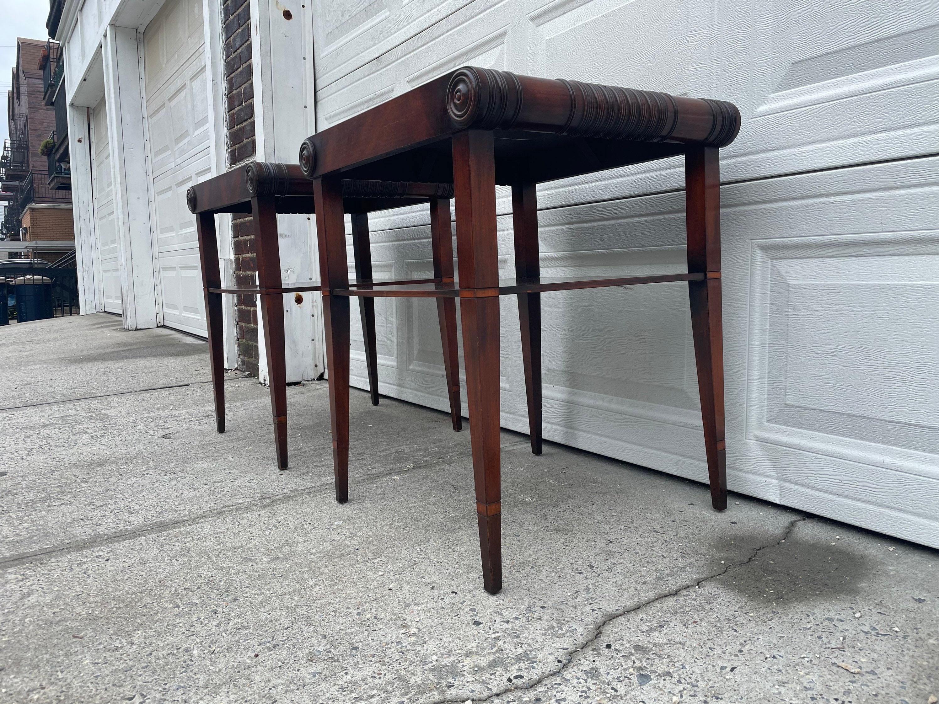 Stunning Antique Leather Top Side Tables Etsy