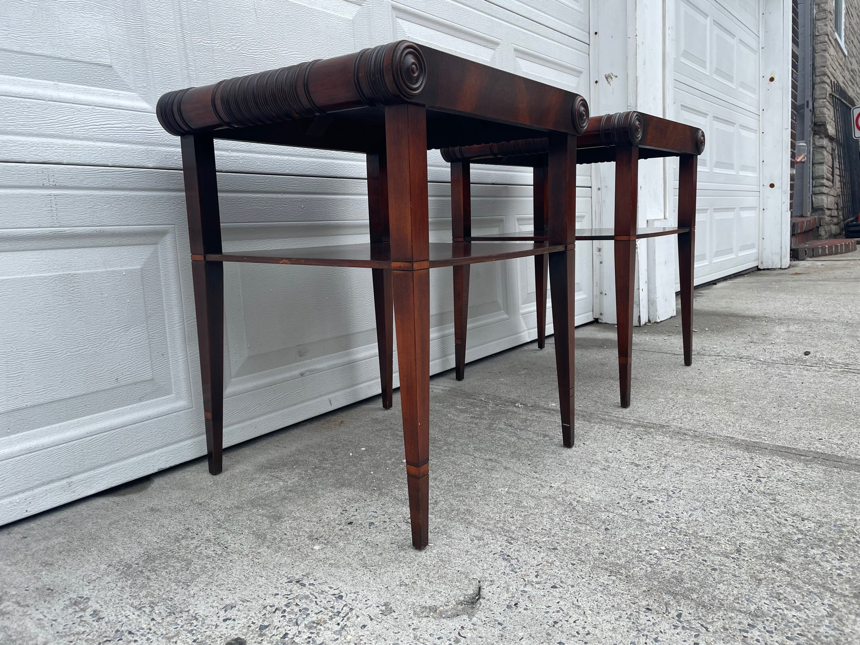Stunning Antique Leather Top Side Tables Etsy