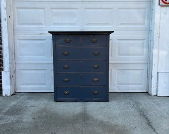 Gorgeous Antique 19th Century Dresser, Highboy, Distressed, Farmhouse, Weathered, Bedroom Furniture, Bedroom Storage, Blue Furniture