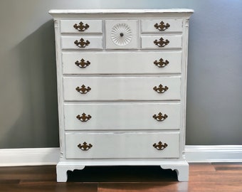 Gorgeous Antique Distressed Weathered Dresser, Maple, White Furniture, Shabby Chic, Farmhouse