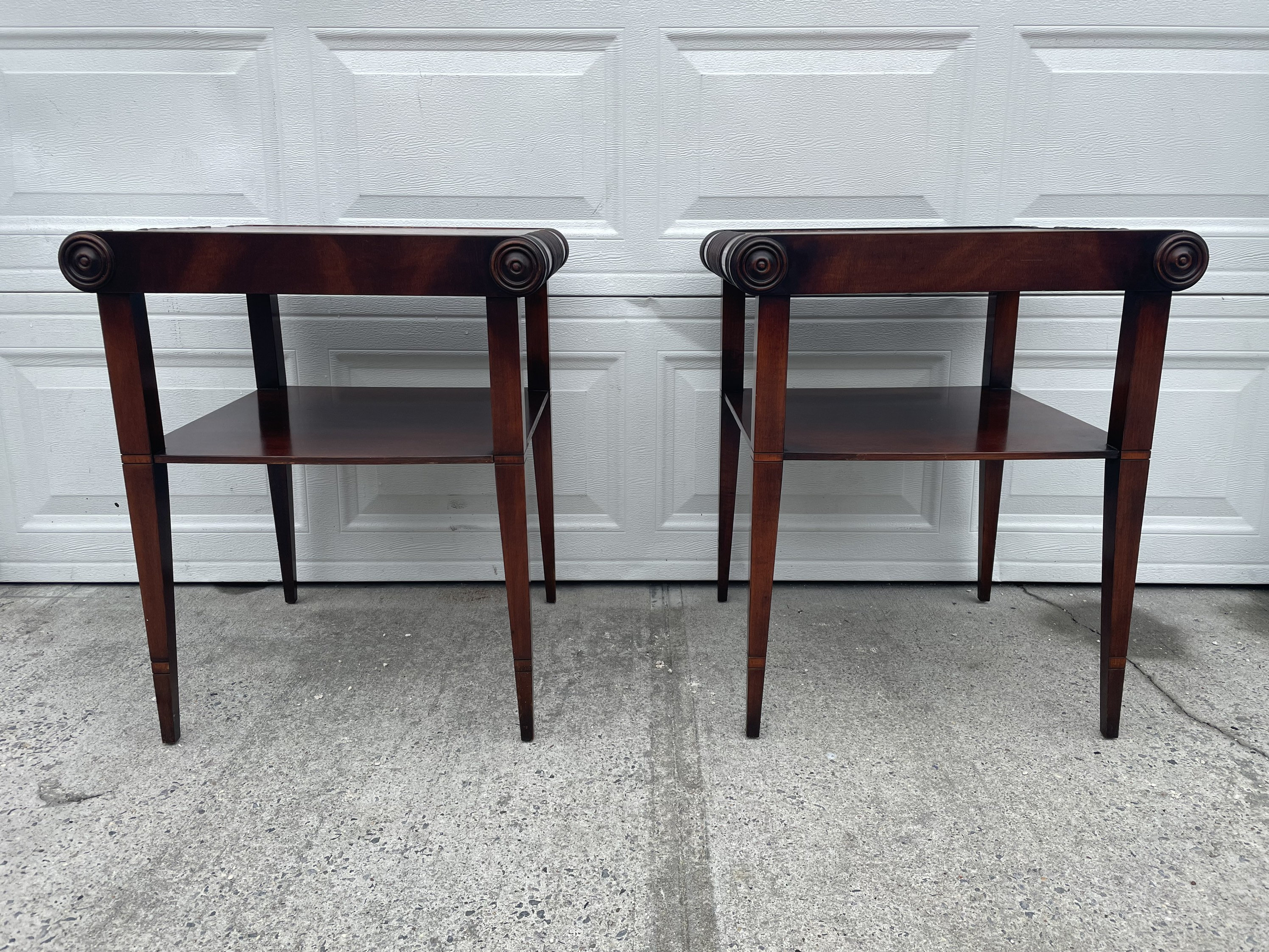 Stunning Antique Leather Top Side Tables Etsy