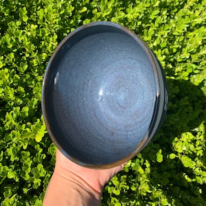 Dark Blue Small Ceramic Bowl Carved
