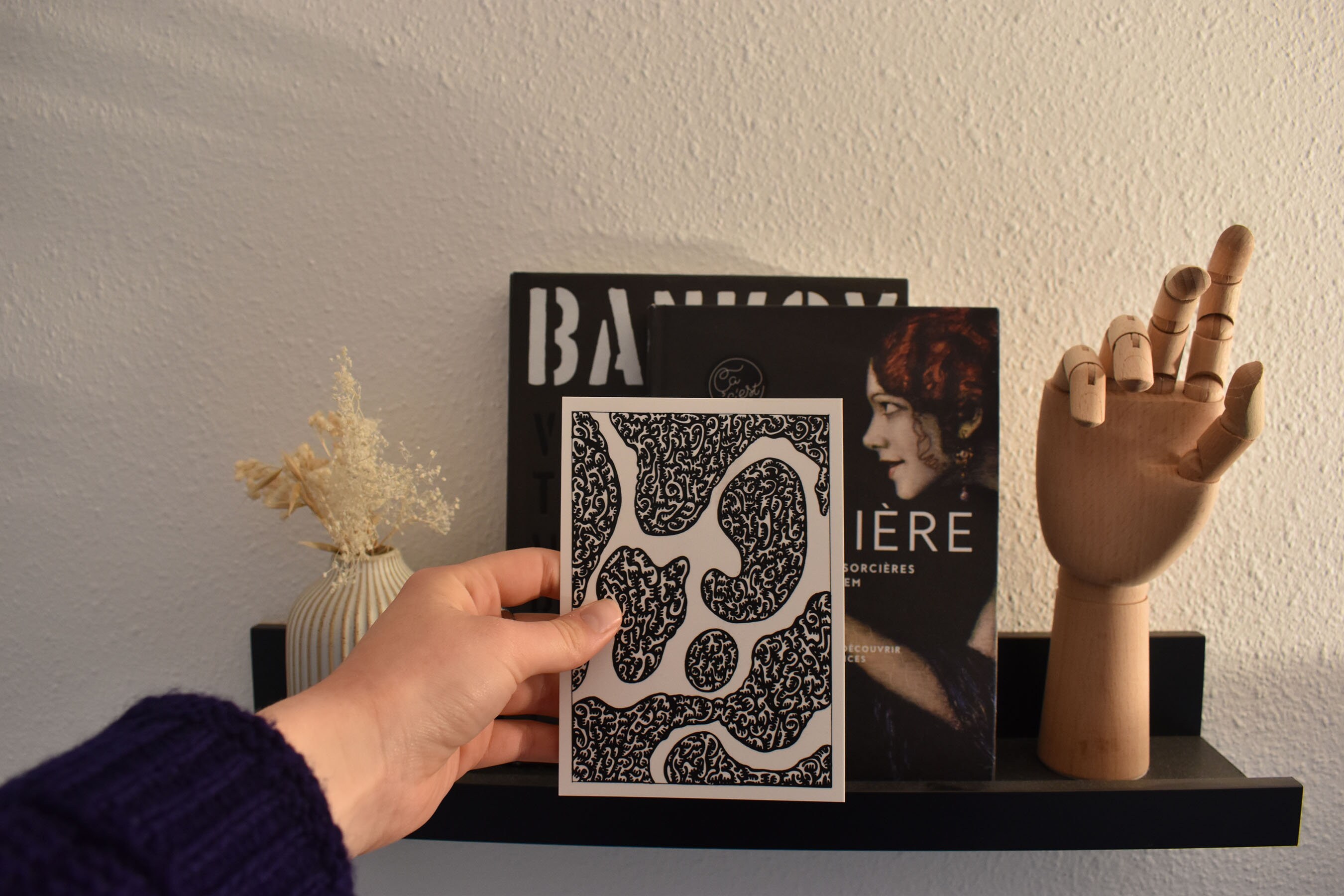 Carte Postale Illustration Line Art Végétal