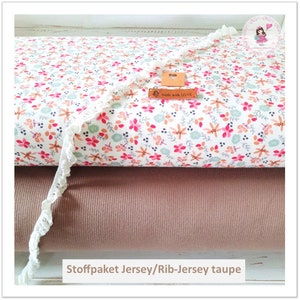 Jersey flowers/rib jersey in taupe DIY fabric kit with accessories