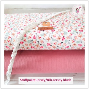 Jersey flowers/rib jersey in pink DIY fabric kit with accessories