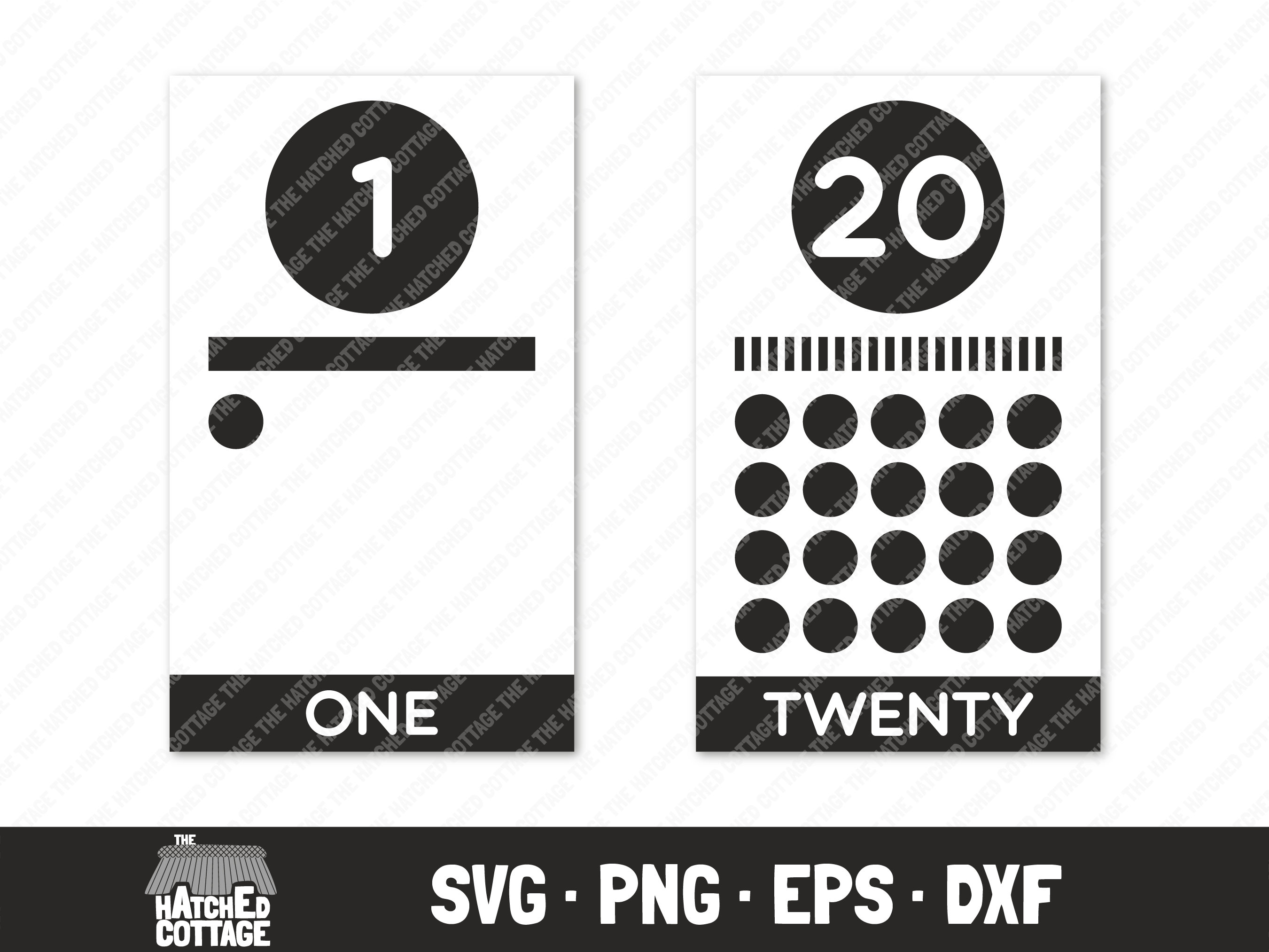 Number Card Svg Counting Cards SVG, Number Flashcards 1 to 20, Cut Files, Clip Art, Png ...