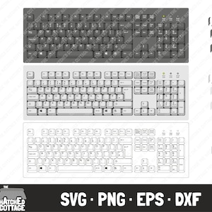Clavier d’ordinateur SVG, PC Matériel périphérique SVG, fichier de coupe en couches, image clipart, png, eps, dxf