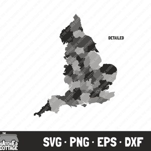 Angleterre SVG, carte du comté anglais, clipart, svg png eps dxf