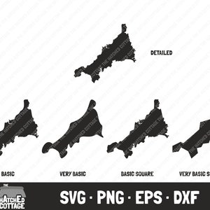 Cornwall SVG, arquivo de corte de mapa do condado, clip art, svg png eps dxf