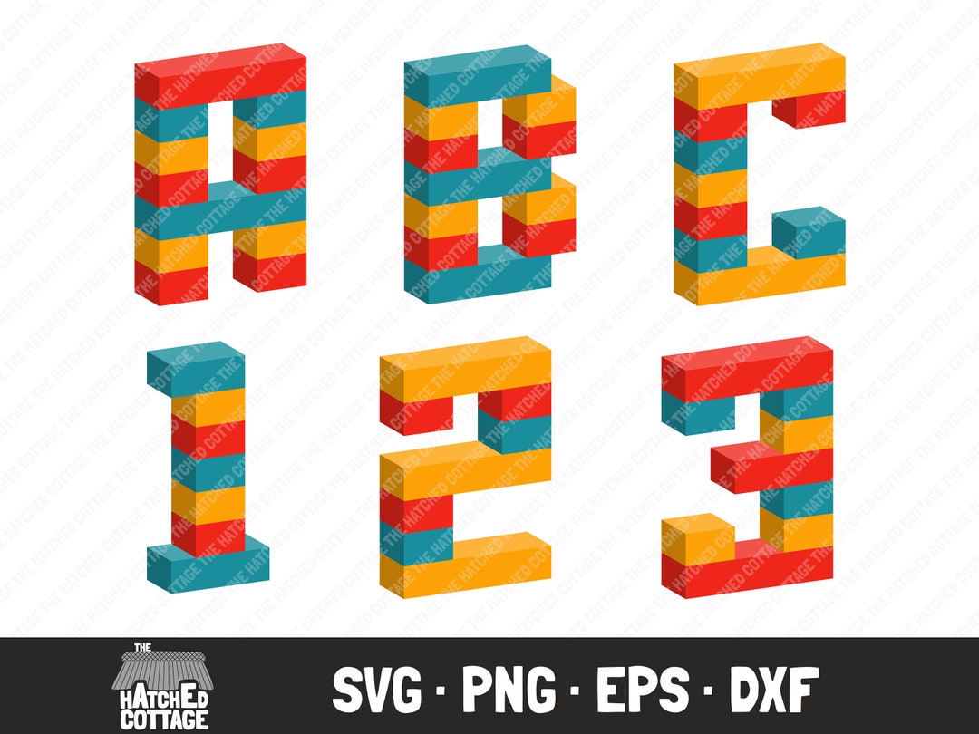 Block Letters SVG, Block Numbers SVG, Building Block Alphabet SVG, Cut