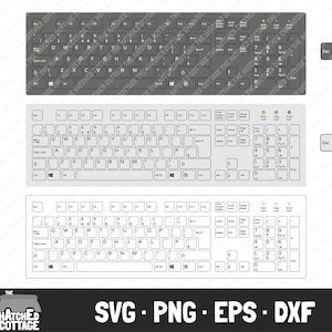 Clavier d’ordinateur SVG, clavier chiclet, touches d’îlot plat, périphérique matériel PC SVG, fichier de découpe en couches, image clipart, png, eps, dxf