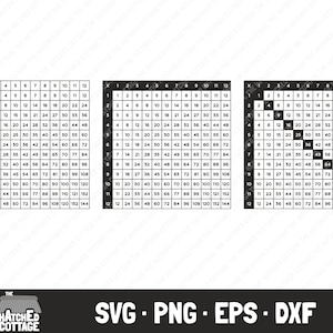 Vermenigvuldigingsraster SVG, Times Table Square Cut Files, Maths Clip Art, png, eps, dxf
