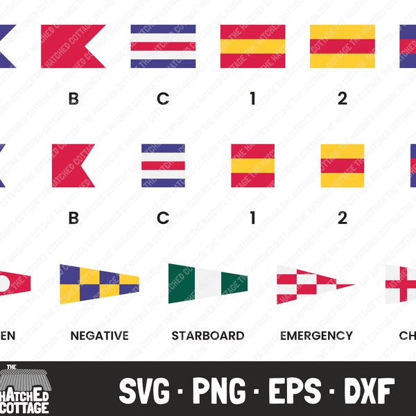 Drapeaux de signalisation SVG, Signaux de drapeau maritime SVG, Fichier coupé, Images clipart, png, jpg, eps, dxf