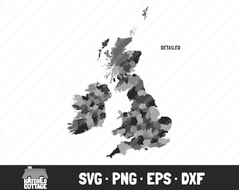 Britain and Ireland SVG, England, Scotland, Northern Ireland, The Republic of Ireland, Wales, County Map, clip art, svg png eps dxf