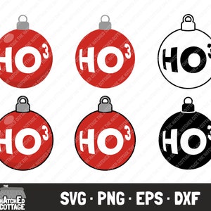 Ho3 ボール SVG、Ho Cubed SVG レイヤード カット ファイル、Ho Ho Ho Baubles クリップ アート、png、eps、dxf