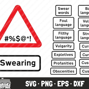 Warnschild SVG, Schimpf Word Sign SVG, Warnschild Plotterdatei, Clip Art, png, eps, dxf