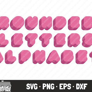 Rounded Letters Alphabet SVG, Bubble Letters SVG, Layered Cut File, Clip art, png, eps, dxf