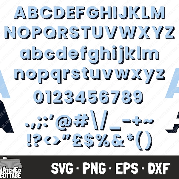 Angled Block Shadow Letters SVG, Vector Monogram Alphabet SVG, Cut File, Clip art, png, eps, dxf