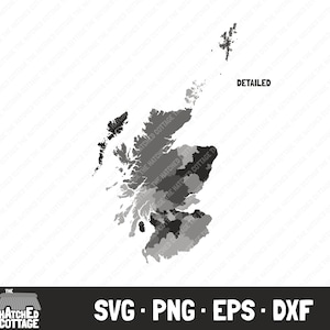 Ecosse SVG, zones du Conseil écossais, carte du comté, clipart, svg png eps dxf
