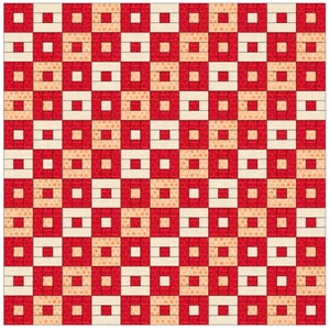 May include: A red and white checkered pattern with a repeating design of small squares. The squares are filled with a red colour and a white colour with a small red dot pattern.