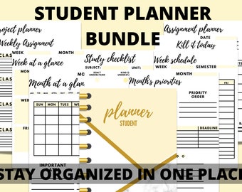 Student planner printable, Academic planner printable, High school planner, Printable student planner pack, class planners, Produtive agenda