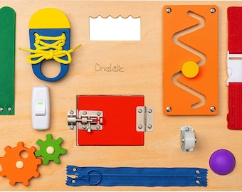 Busy Board Wooden Montessori Activity Board for Toddlers Kids