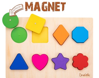 Magnetic Wooden Color, Shape Puzzle Baby and Toddler Colors Shape  Learning Toy – Kids Montessori Education