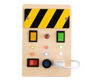 Montessori Busy Board for Toddlers – Light Switch Sensory Board - Baby Activity Button Toy