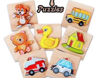 Wooden Jigsaw Puzzle For Baby & Toddler Kids Educational Handcrafted Toy - Montessori Toddler Game