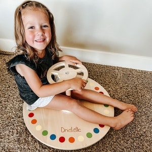 Wooden Sit And Spin - Bigger Size - Classic Spinning Activity Toy for Toddlers & Kids All Ages