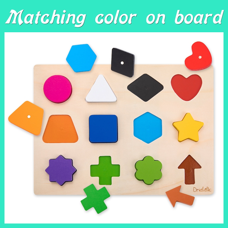 Wooden Color, Shape Puzzle Baby and Toddler Colors & Shape