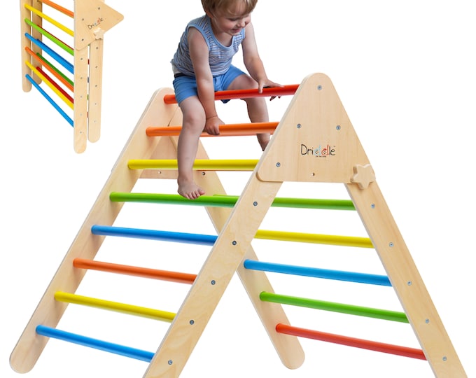 Climbing Triangle - Wooden X-Large Foldable Colorful Climber Indoor Gym for Kids - 100% Safe - CPSIA Certified