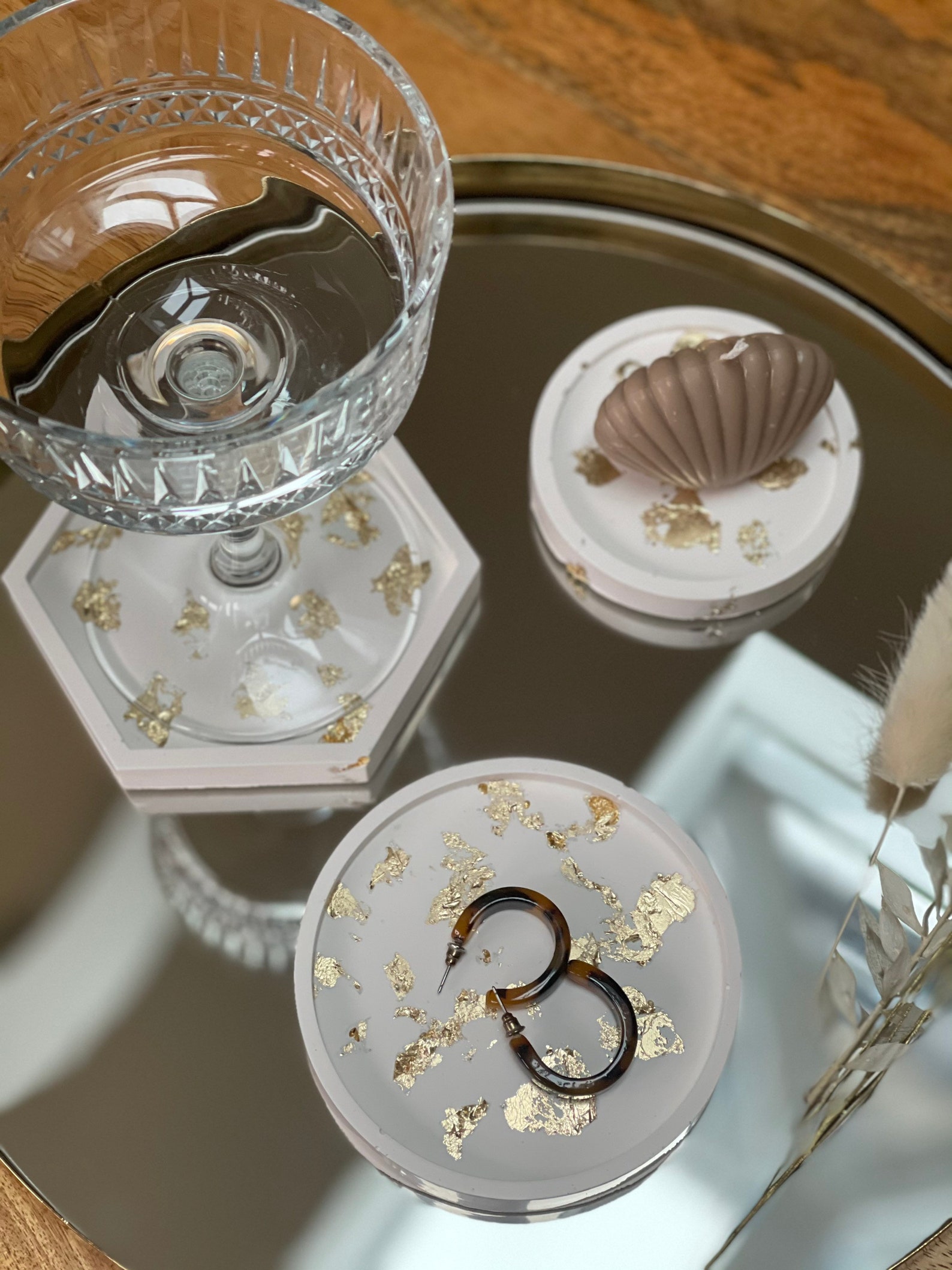 White & gold coaster candle coaster decorative plate Etsy