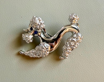 Vintage Gerry's Silver Tone Poodle Brooch | Signed Dog Pin | Figural Animal Brooch | Mid-Century Costume Jewelry