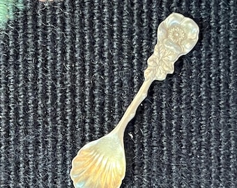 Sterling Silver Salt Spoon | Reed and Barton Wild Rose Salt Spoon