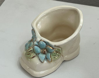 Blue Flower Ceramic Baby Shoe