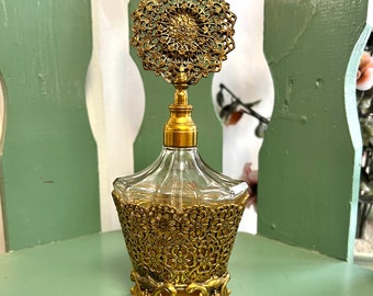 Vintage 24KT Gold Plated Ormolu Perfume Bottle