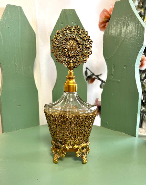Vintage 24KT Gold Plated Ormolu Perfume Bottle