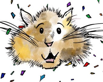 Carte d'anniversaire chat, carte de correspondance de célébration (4,25 x 5,5 pouces)