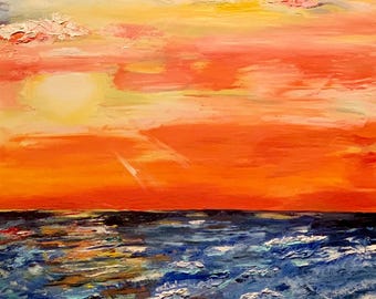 Fantastical Sunset; Nature landscapes, hand-drawn (digital, 8x10”)