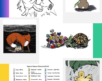 Impact Notecards, Hand Drawn Animals, Whimsical, Difficult times (Digital Download)