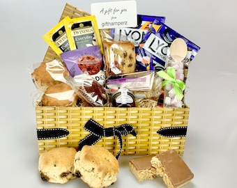 Deluxe Afternoon Tea Food Hamper Box  2-6 people fabulous treat  Tea, Scones, Pastries, Flapjacks, Teas, Preserves,