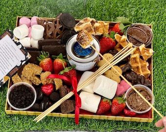 Chocolate Fondue & S'mores Kit | Hamper Date Night, Birthday Gift