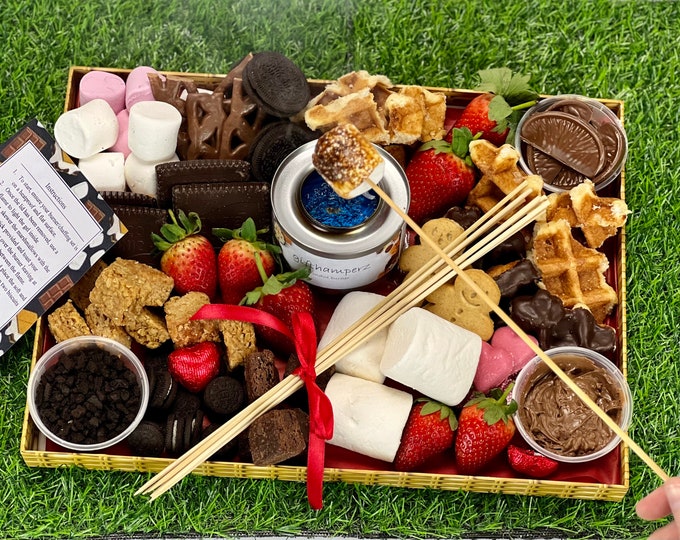 Chocolate Fondue & S'mores Kit | Hamper Date Night, Birthday Gift Get Well Summer picnic