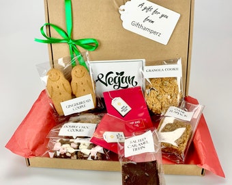 Vegan Afternoon Tea Gift  / Handmade Letterbox Hamper Lots of treats - Flapjacks Tiffin Biscuits etc fathers day