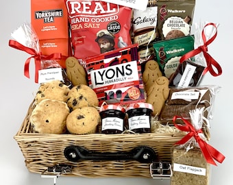 Luxury Afternoon Tea Gift Hamper: Scones, Pastries, Tea & Preserves in Wicker Basket